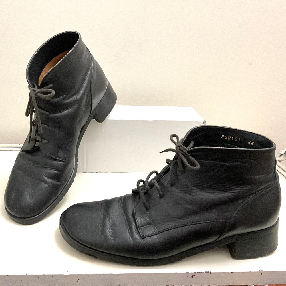 Black Vintage Italian Leather Ankle Chukka Boots Unisex Size 8.5 men’s/10 women